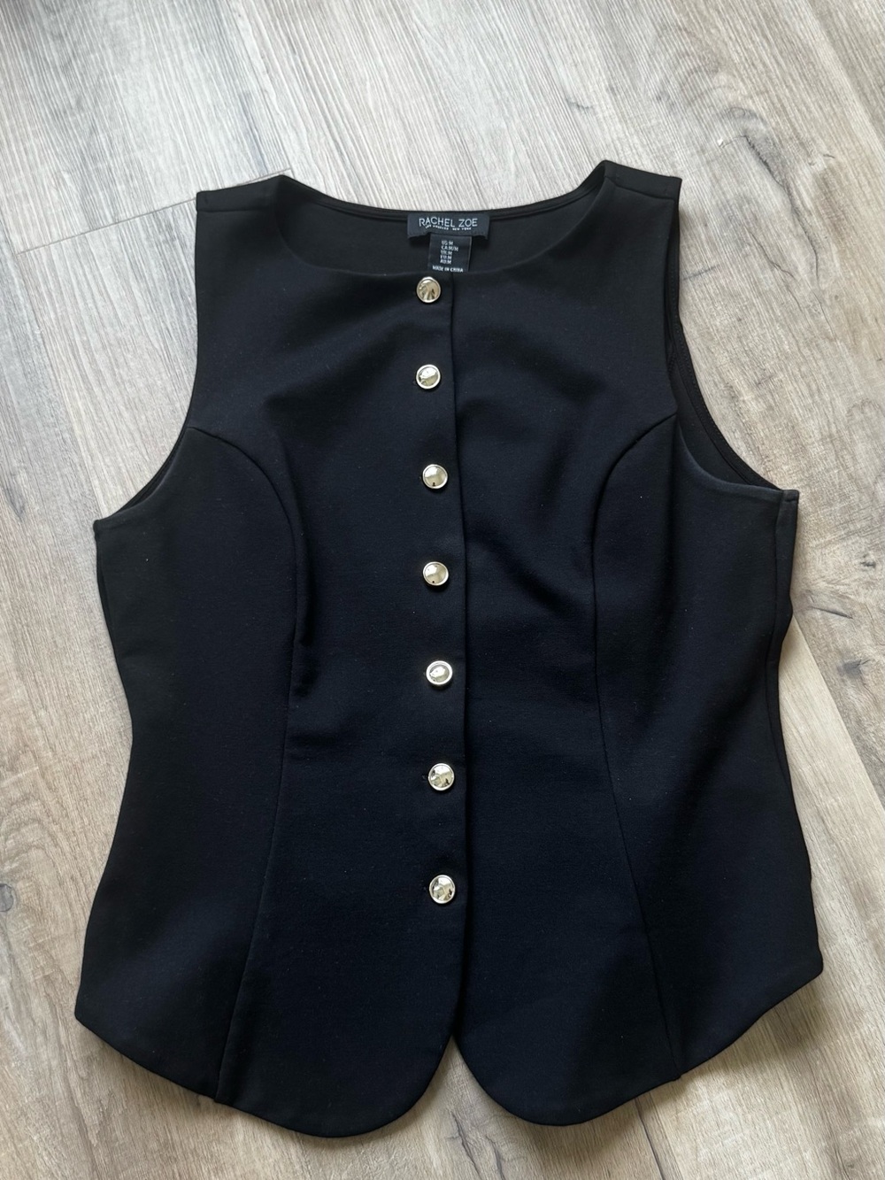 Rachel Zoe Black Sleeveless Button-Front Bodysuit